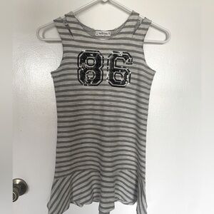 Vic & Vicky Gray Jersey Dress with Graphic Sequined “86” Taylor Swift SZ T08
